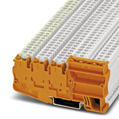 Phoenix Contact Power Terminal Block; STIO-IN 2;5/4-PE OG; 3-Level; 20A; 300V; #28 - #12; Gray
